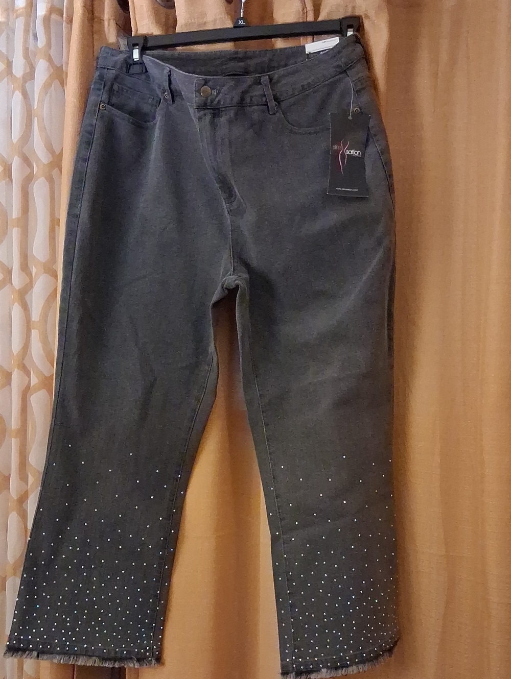 Women's Black Boot Cut Jeans with Sparkle Hem